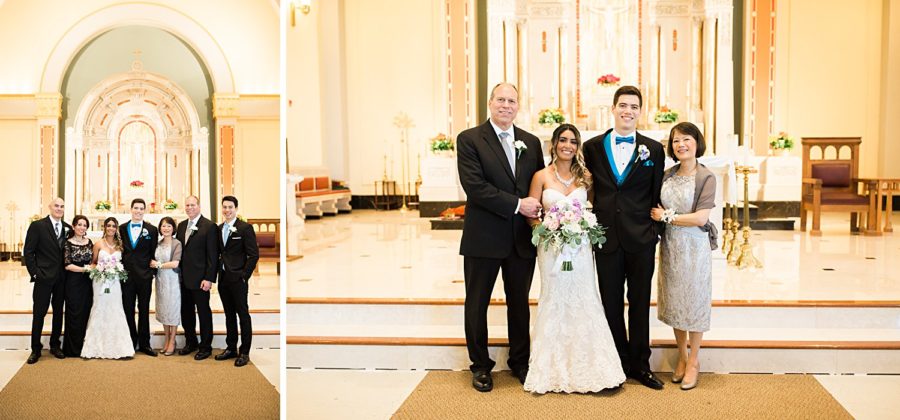 Bride and Groom formals with family portraits inside St. Raphael the Archangel church ‖ Hazel + Skye » http://www.hazelandskye.com