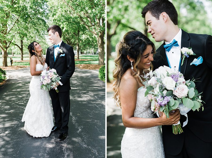 Bride and Groom sweethearts formals under a tree canopy in Cantigny Park, IL. ‖ Hazel + Skye » http://www.hazelandskye.com