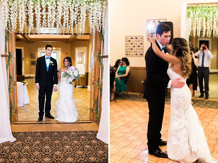 Bride and Groom sweethearts entrance and First Dance at reception venue, River Run Club House. ‖ Hazel + Skye » http://www.hazelandskye.com